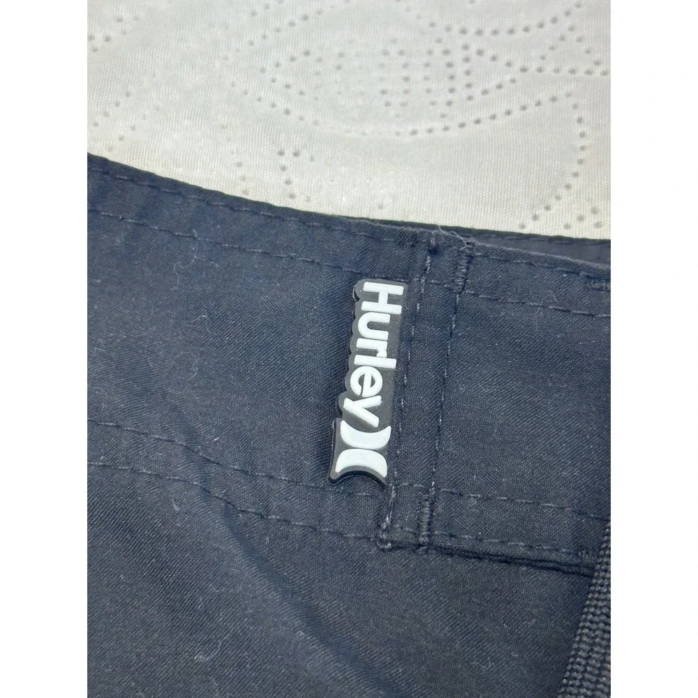 Hurley Mens Black Board Shorts Swim Trunks Cargo Pocket Size 33 Inseam 10.5in